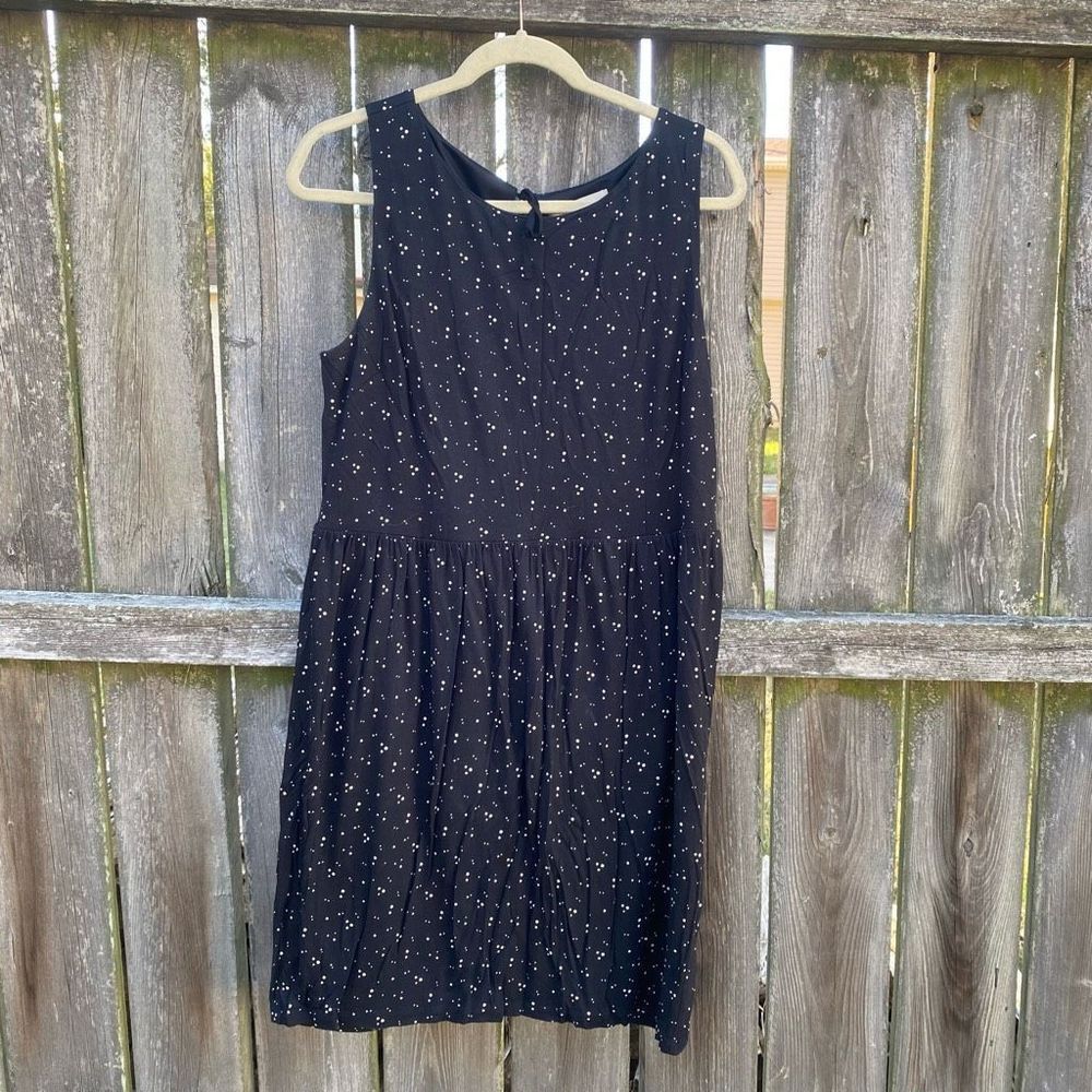 LOFT Black Mini Dress with White Dots